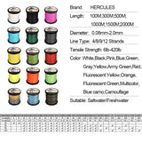 1000M 1094Yds Black 10lb-300lb HERCULES PE Braided Fishing Line 8 Strands HERCULES