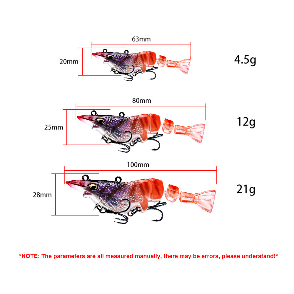 HERCULES Multi-jointed Hard Lure Shrimp Swimbait Fishing Lure Hercules Fishing Tackle