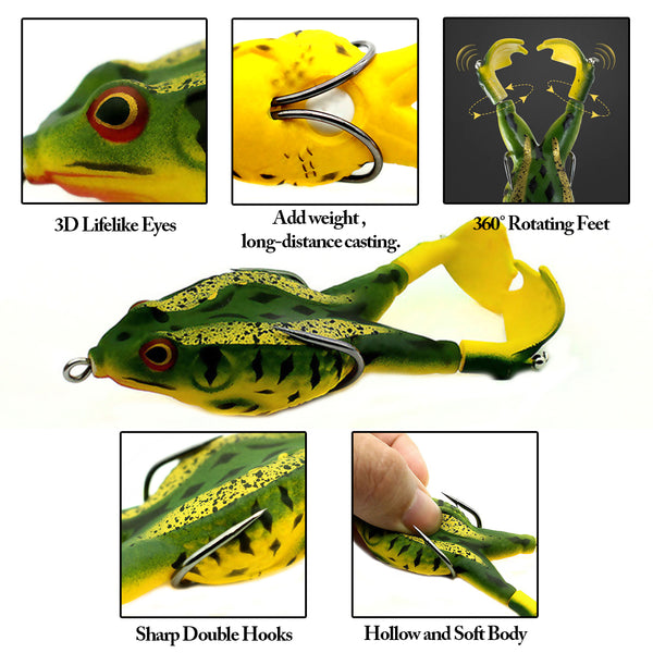 HERCULES Topwater Frog Soft Lures with Rotating Feet – HERCULES Fishing Tackle
