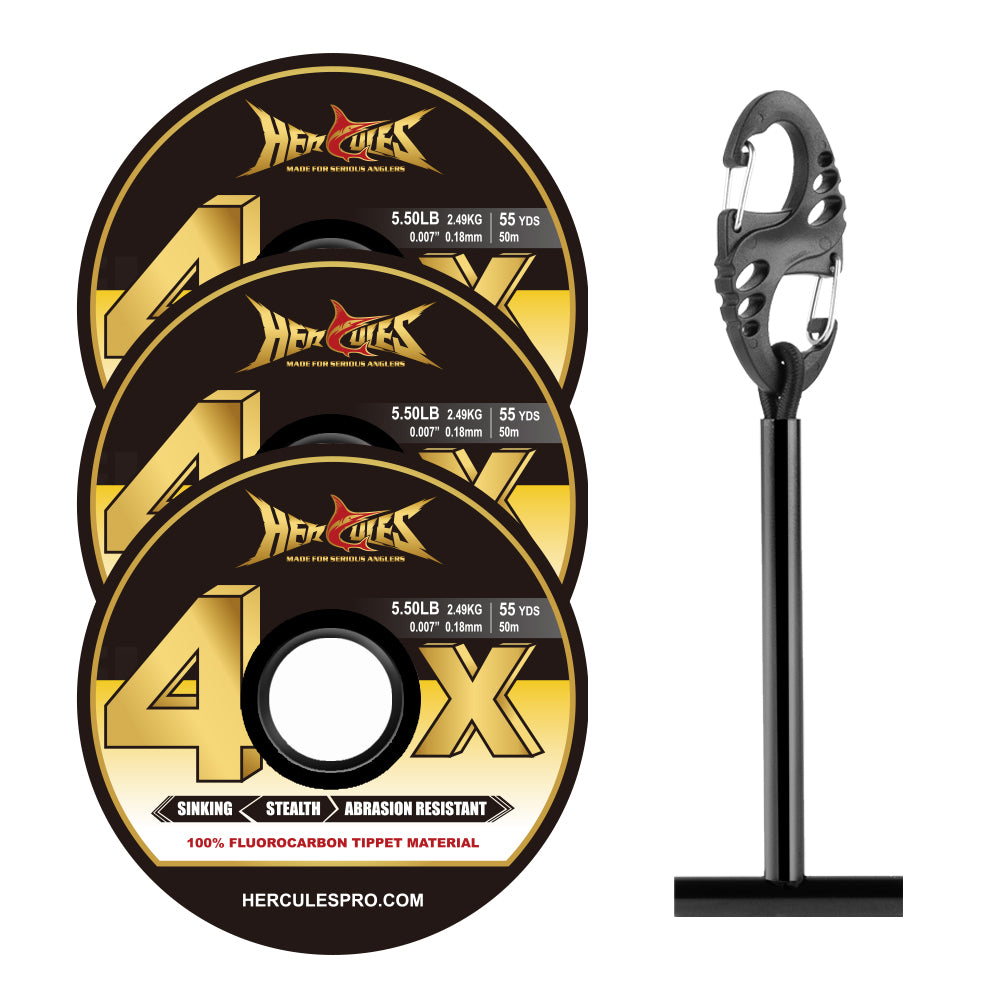 HERCULES Fly Fishing Tippet Pack of 3 with Fly Tippet holder 55 Yards HERCULES