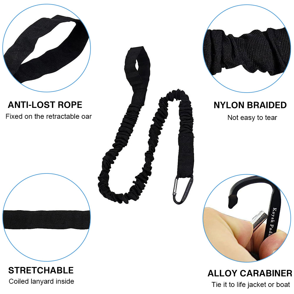 Kayak Paddle Leash Stretchable Strap Lanyard Rope, Pack of 2, for Fishing Kayaking Surfing HERCULES