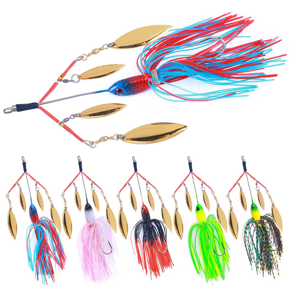 HERCULES Spinner Bait Jig with 4 Willow Leaf Sequins Fishing Lure HERCULES