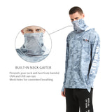 HERCULES with Neck Gaiter Men's Fishing Hoodie Sun Protection Long Sleeve Fishing Shirt Upf 50+ HERCULES