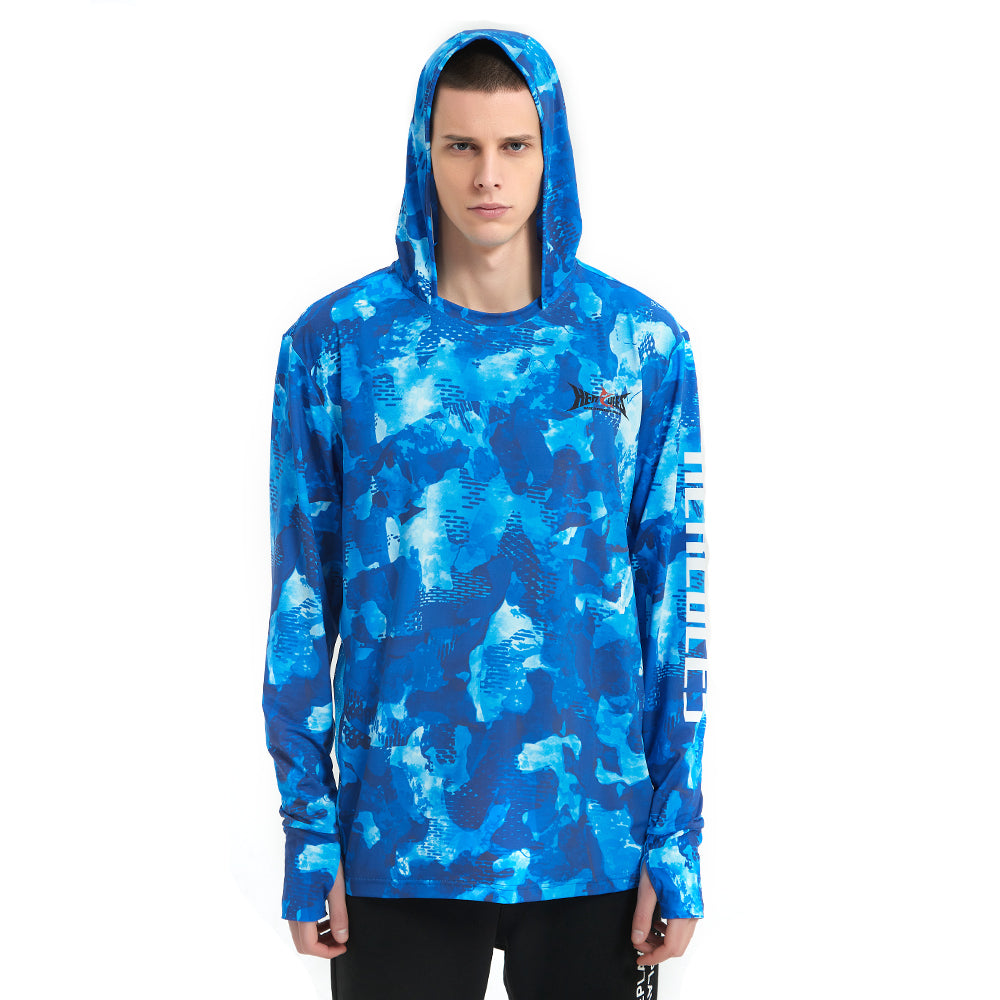 HERCULES Men's Gaiter Fishing Hoodie Sun Protection Long Sleeve Fishing Shirt Upf 50+ HERCULES