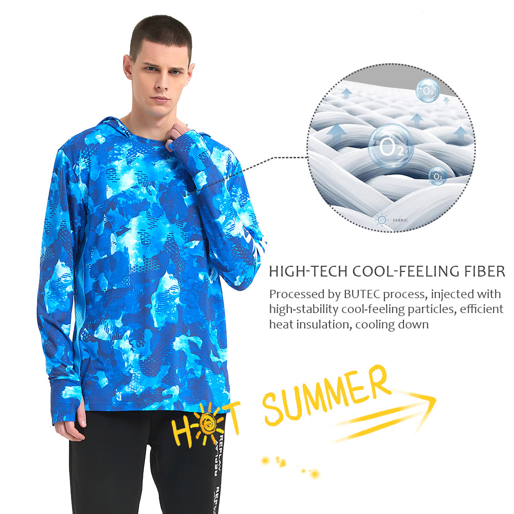 HERCULES Men's Gaiter Fishing Hoodie Sun Protection Long Sleeve Fishing Shirt Upf 50+ HERCULES