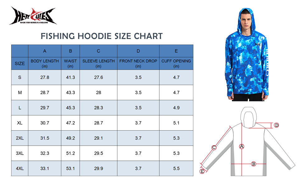 HERCULES Men's Gaiter Fishing Hoodie Sun Protection Long Sleeve Fishing Shirt Upf 50+ HERCULES