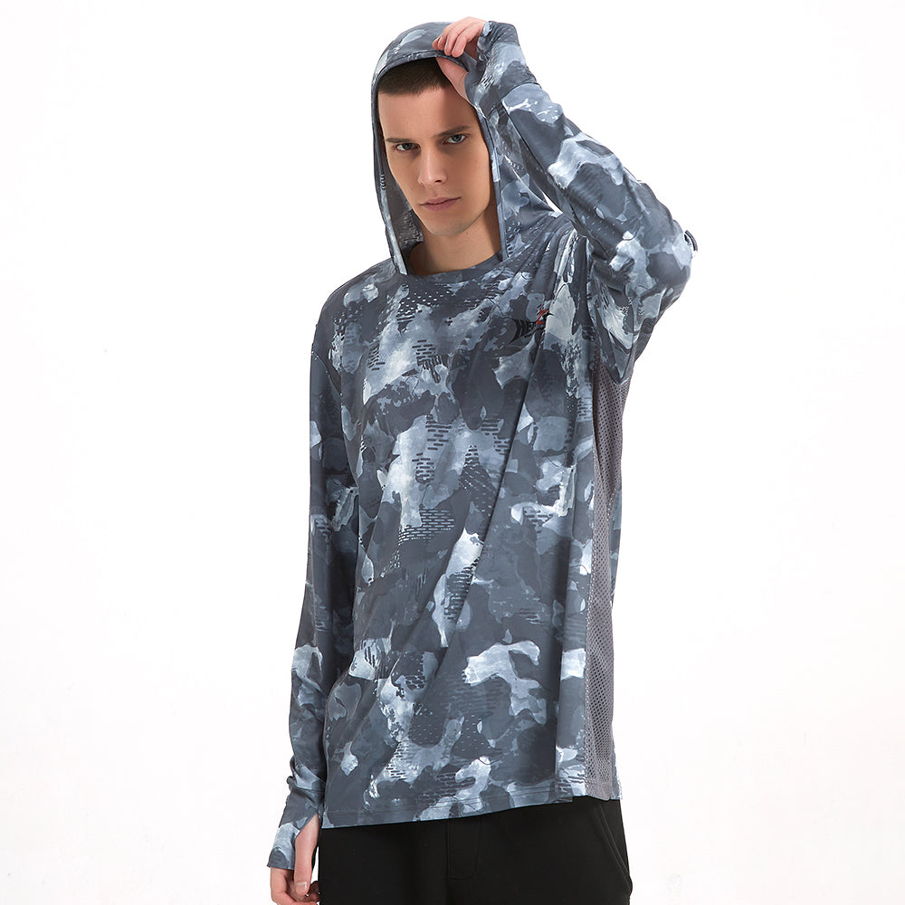 HERCULES Men's Gaiter Fishing Hoodie Sun Protection Long Sleeve Fishing Shirt Upf 50+ HERCULES
