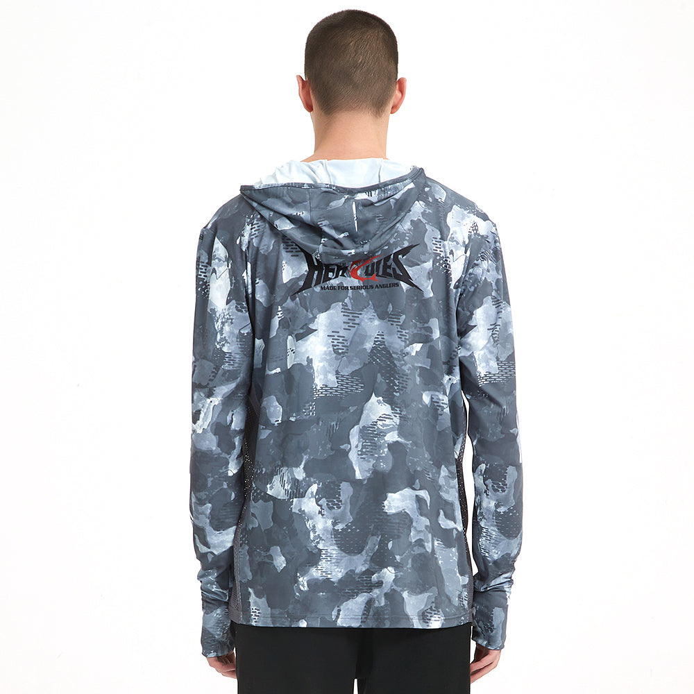 HERCULES Men's Gaiter Fishing Hoodie Sun Protection Long Sleeve Fishing Shirt Upf 50+ HERCULES