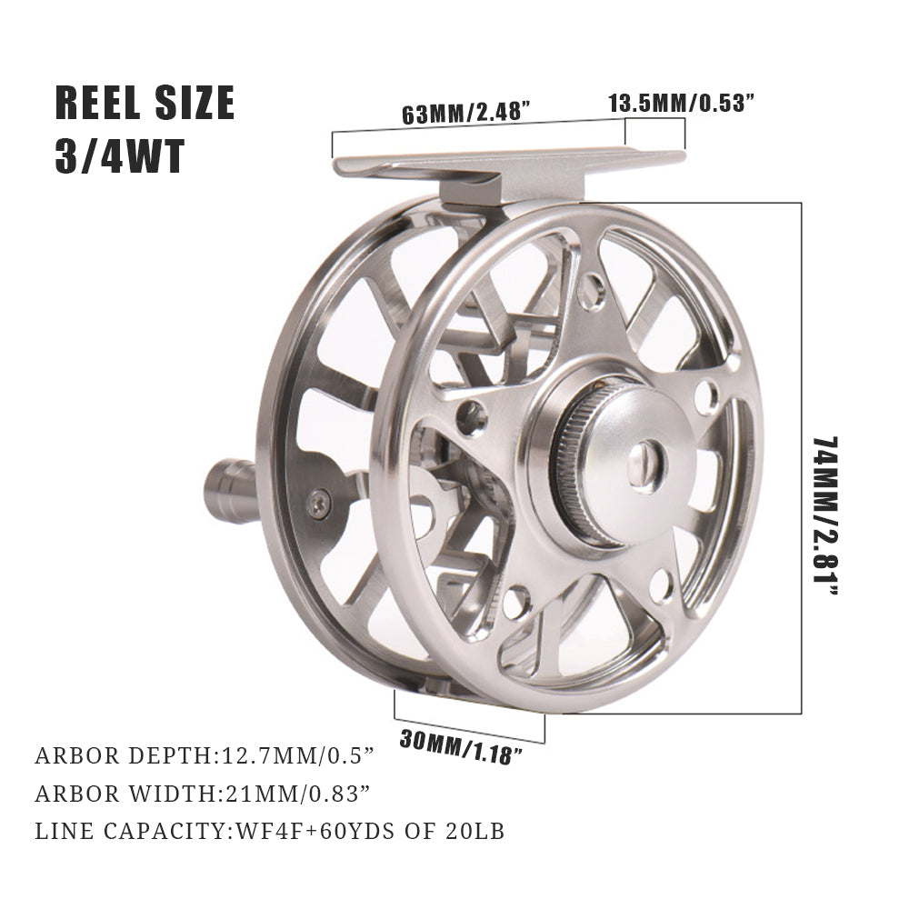 HERCULES Fly Fishing Reel CNC-machined Aluminum Alloy Body 3/4wt HERCULES