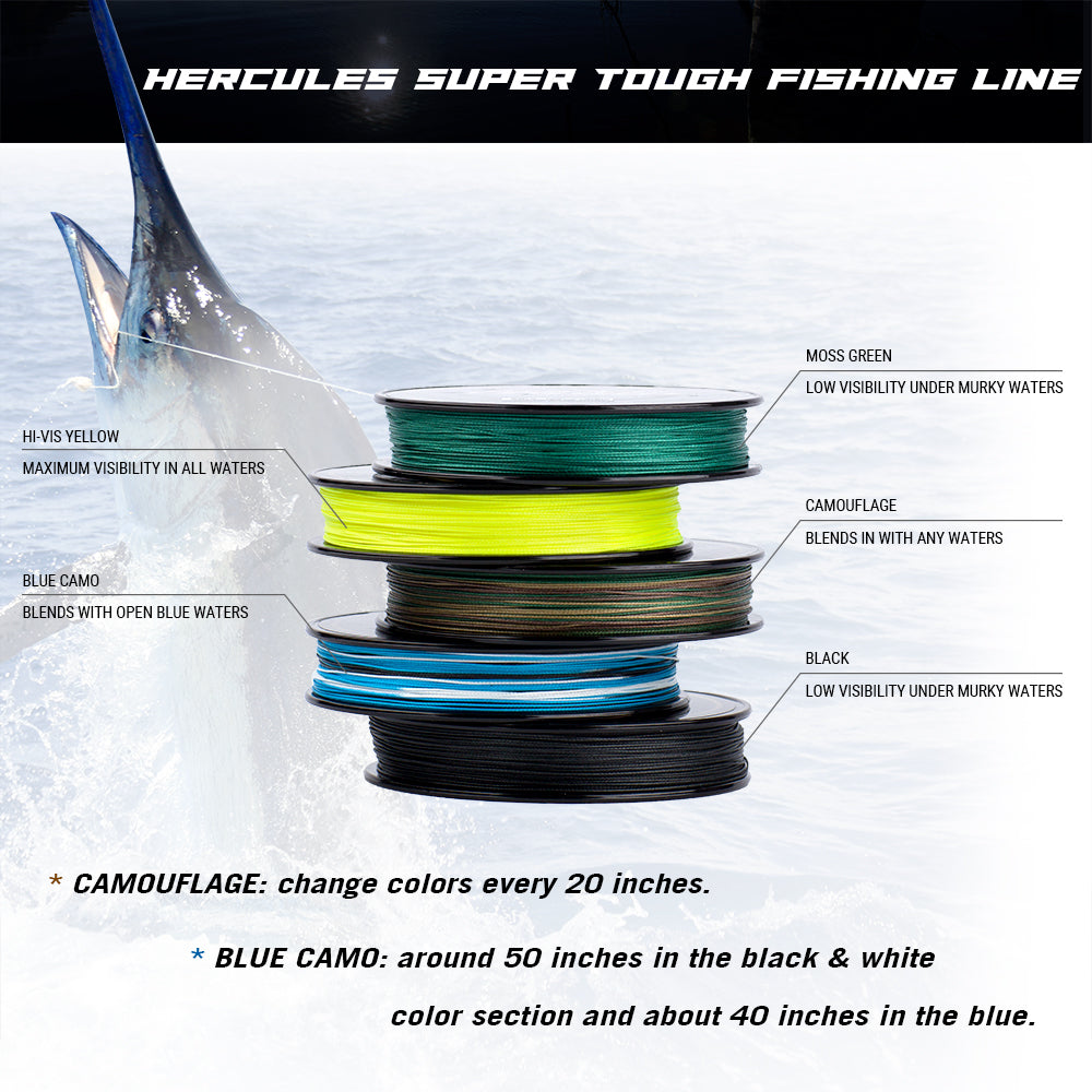 HERCULES SUPER TOUGH  Fluo Yellow Braided Fishing Line HERCULES
