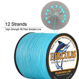 HERCULES 2000M 2187Yds Yellow 10lb-250lb PE Braid Fishing Line 12 Strands HERCULES