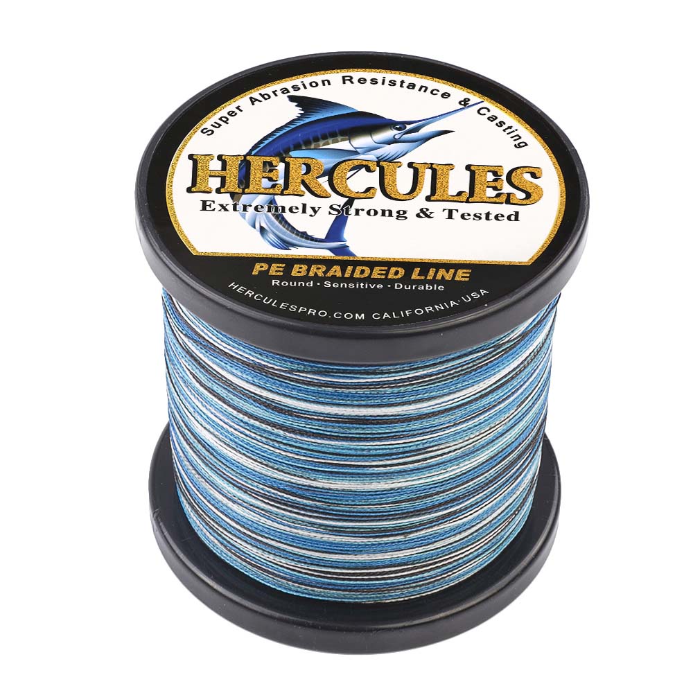 1000M 1094Yds Camo Blue 6LB-100LB HERCULES PE Braid Fishing Line 4 Strands HERCULES
