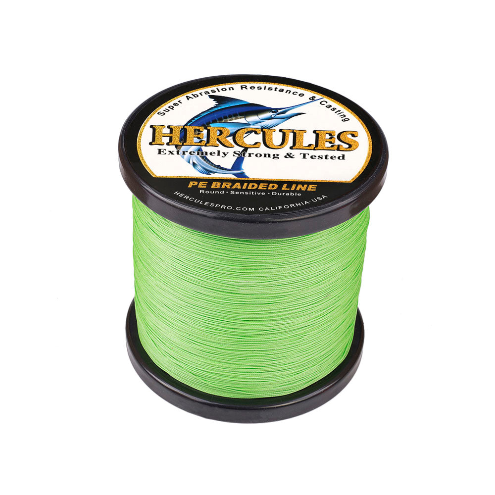 1000M 1094Yds Fluorescent Green 10lb-300lb HERCULES PE braid Fishing Line 8 Strands HERCULES