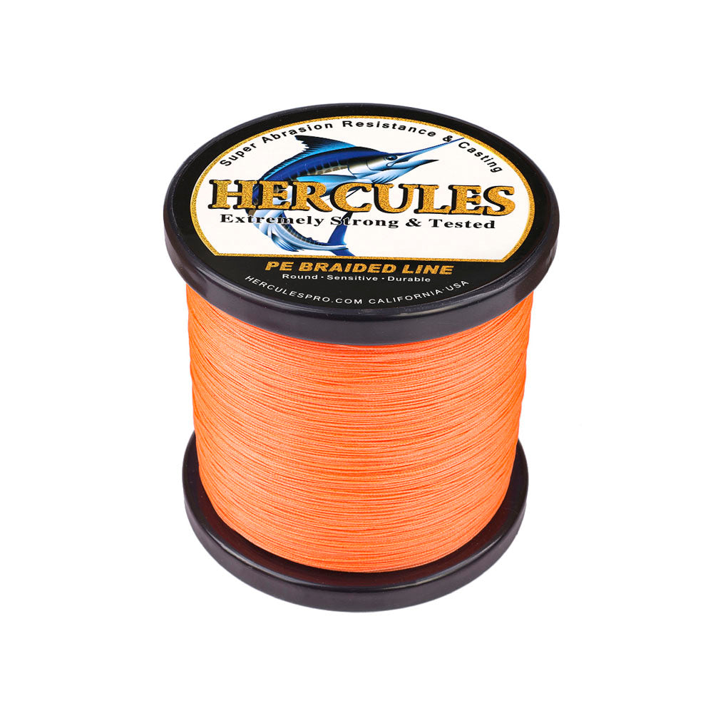 1000M 1094Yds Orange 10lb-300lb HERCULES PE Braided Fishing Line 8 Strands HERCULES