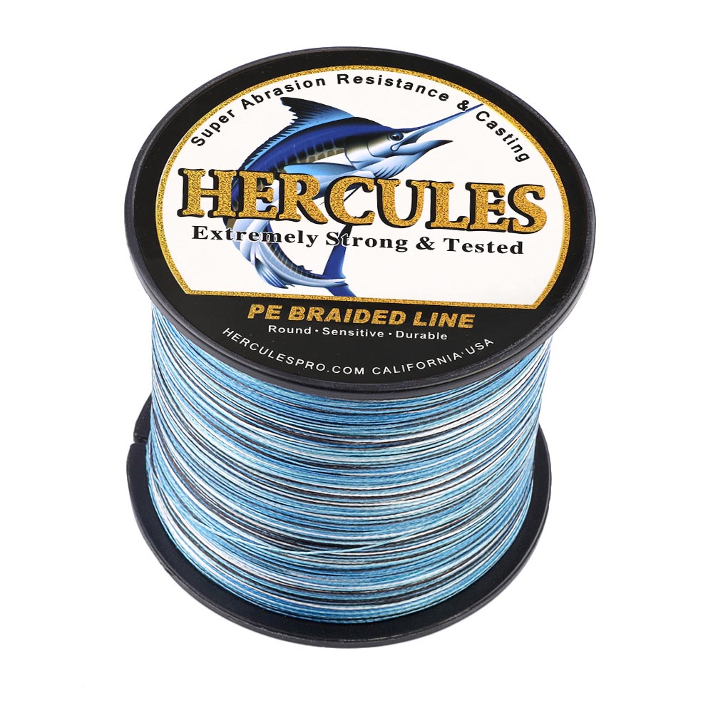 1000M 1094Yds Camo Blue 6LB-100LB HERCULES PE Braid Fishing Line 4 Strands HERCULES
