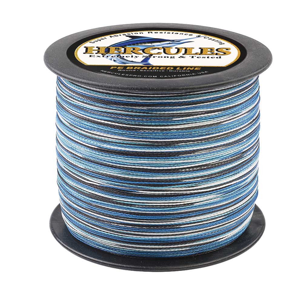 1500M 1640Yds Camo Blue 6lb-100lb HERCULES PE Braided Fishing Line 4 Strands HERCULES