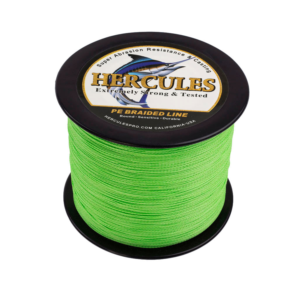 2000M 2187Yds Fluorescent Green 6lb-100lb HERCULES PE Braided Fishing Line 4 Strands HERCULES