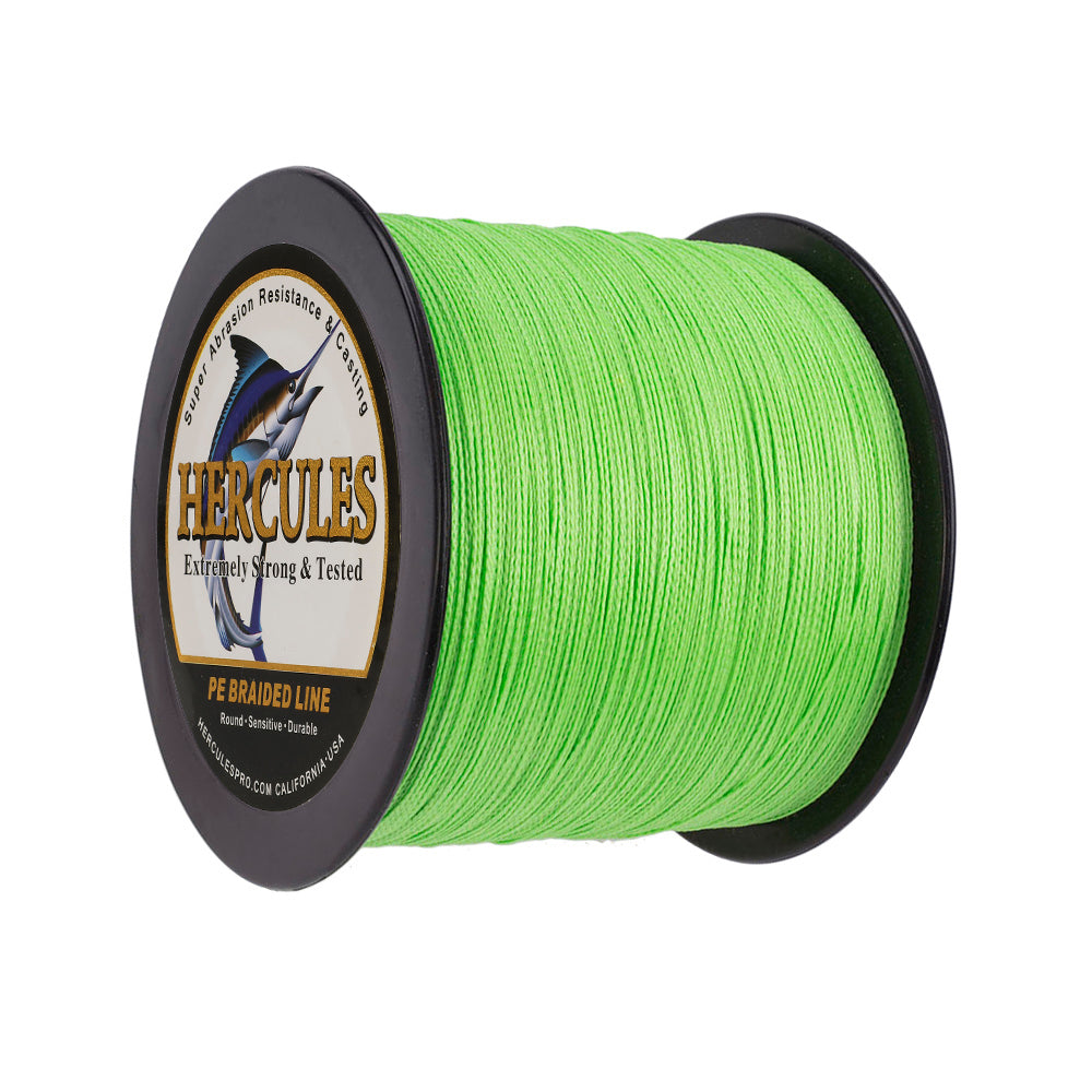 2000M 2187Yds Fluorescent Green 6lb-100lb HERCULES PE Braided Fishing Line 4 Strands HERCULES