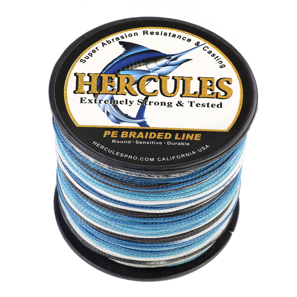 HERCULES 8 Strands 100M 109Yds Blue Camo 10lbs-300lbs PE Dyneema Braided Fishing Line Blue Camo Braid Line HERCULES
