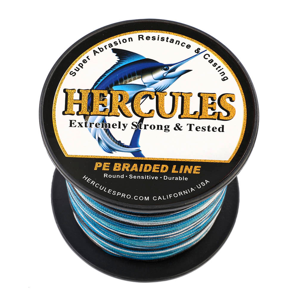 HERCULES 8 Strands 100M 109Yds Blue Camo 10lbs-300lbs PE Dyneema Braided Fishing Line Blue Camo Braid Line HERCULES