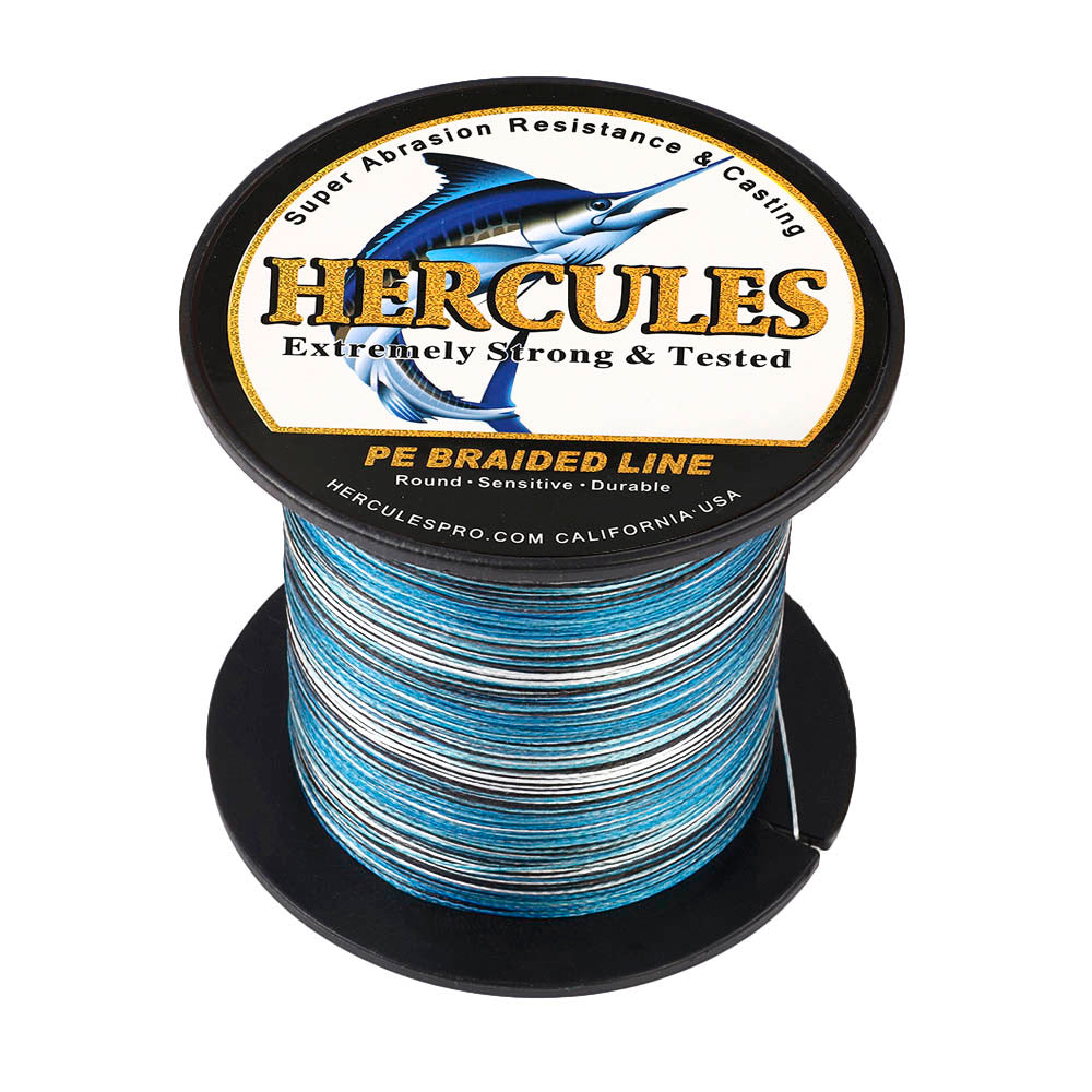 100M 109Yds Camo Blue HERCULES 4 Strands 6lbs-100lbs PE Dyneema braid Fishing Line blue camouflage braided Line HERCULES