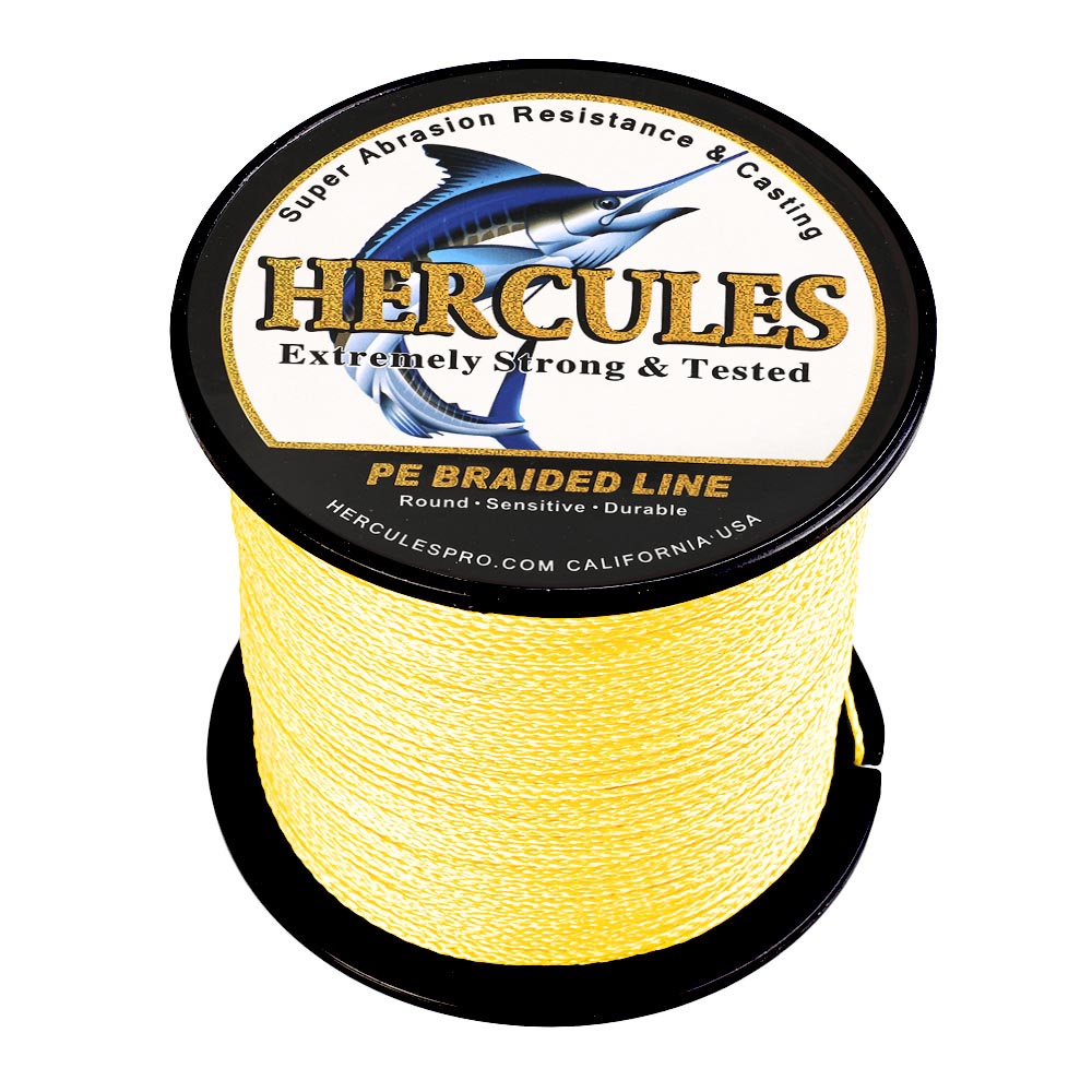 100M 109Yds Yellow 6lb-100lb HERCULES PE Braided Fishing Line 4 Strands HERCULES