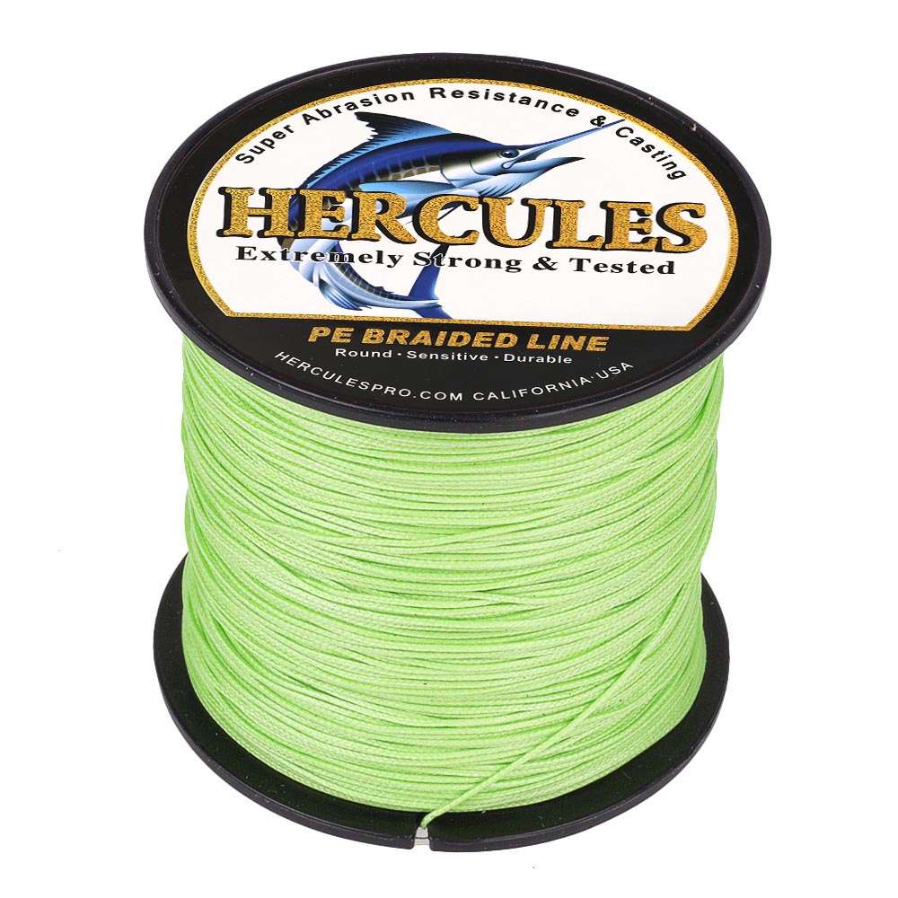 100M 109Yds Fluorescent Green 10lb-300lb HERCULES PE Braided Fishing Line 8 Strands HERCULES