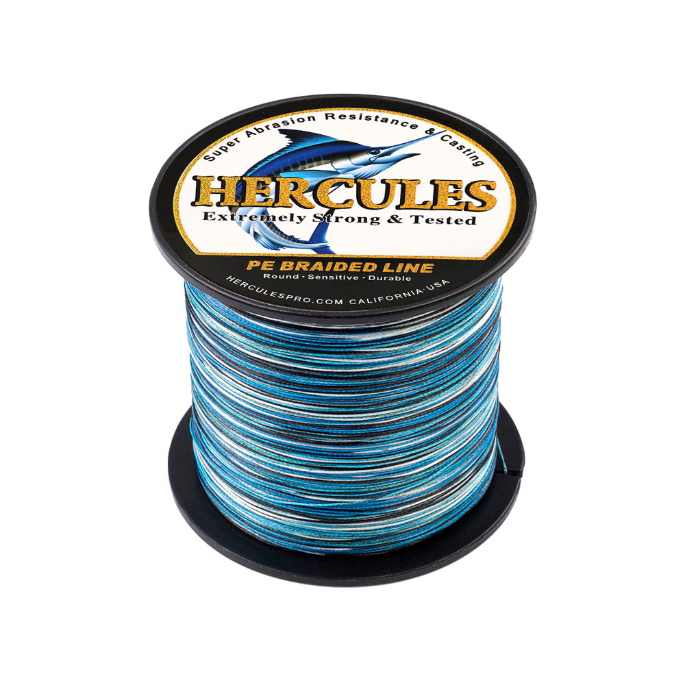 300M 328Yds Blue Camo HERCULES 8 Strands 10lbs-300lbs PE Dyneema braid Fishing Line blue camouflage braid Line HERCULES