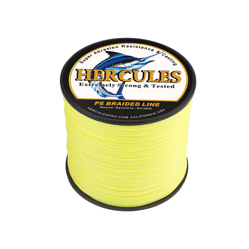 300M 328Yds Fluorescent Yellow 10lb-300lb HERCULES PE Braided Fishing Line 8 Strands HERCULES