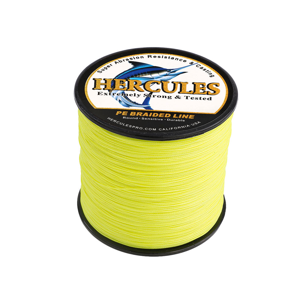 500M 547Yds Fluorescent Yellow 10lb-300lb HERCULES PE braid Fishing Line 8 Strands HERCULES