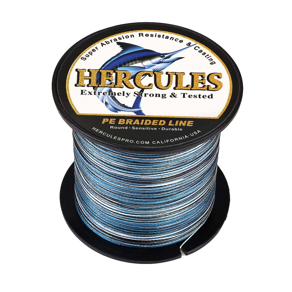 500M 547Yds Camo Blue 6lb-100lb HERCULES PE Braided Fishing Line 4 Strands HERCULES