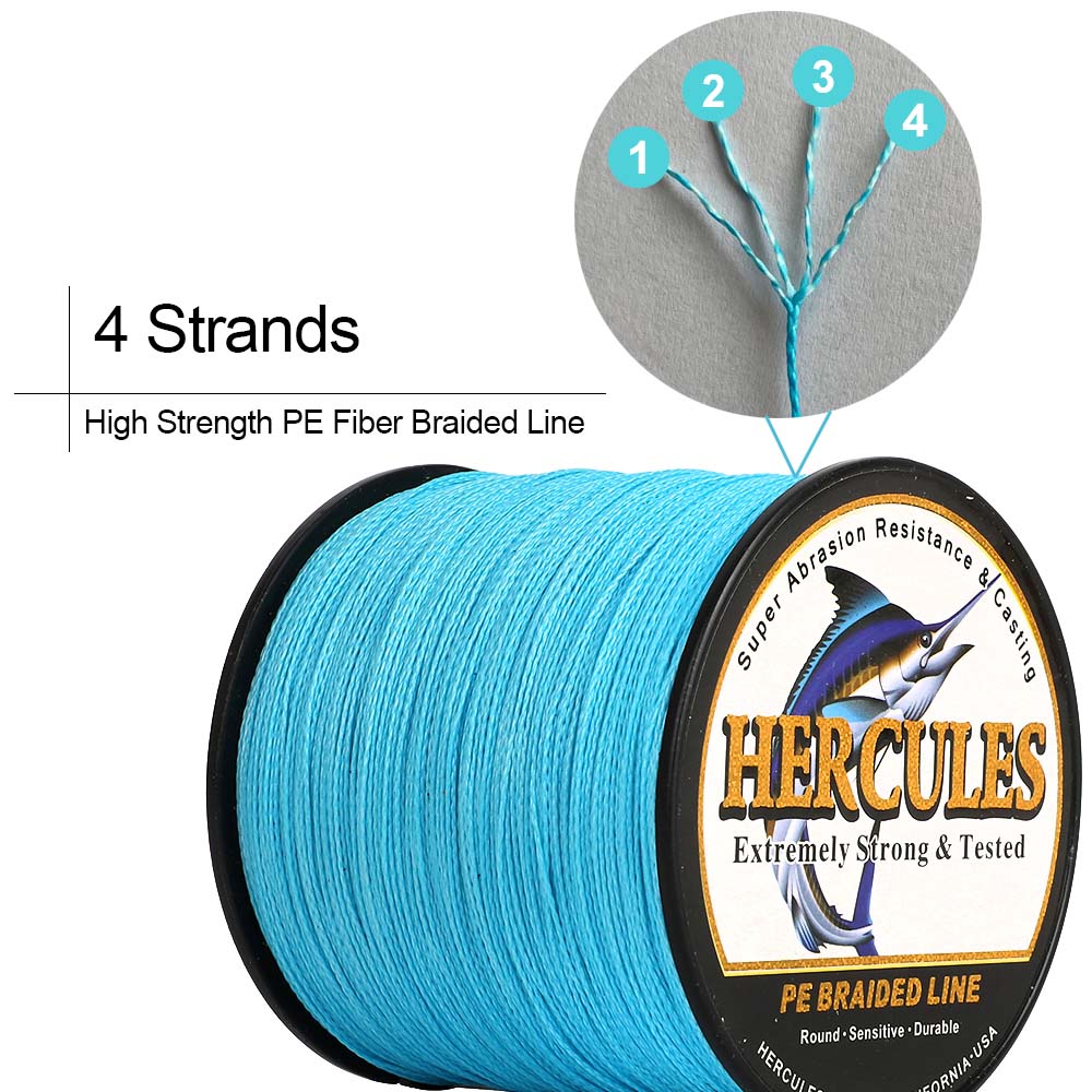 500M 547Yds Camo Blue 6lb-100lb HERCULES PE Braided Fishing Line 4 Strands HERCULES