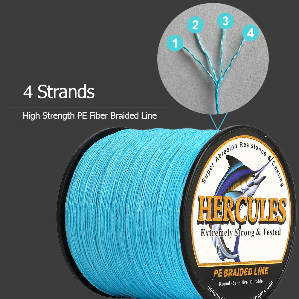 2000M 2187Yds Multicolor 6lb-100lb HERCULES PE Braided Fishing Line 4 Strands HERCULES