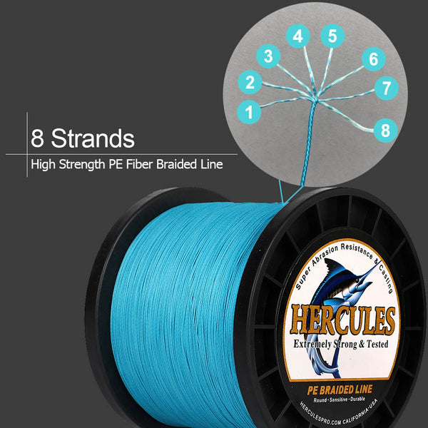 HERCULES 15 lb Test PE Braided Fishing Line 4 8 Strands Strong