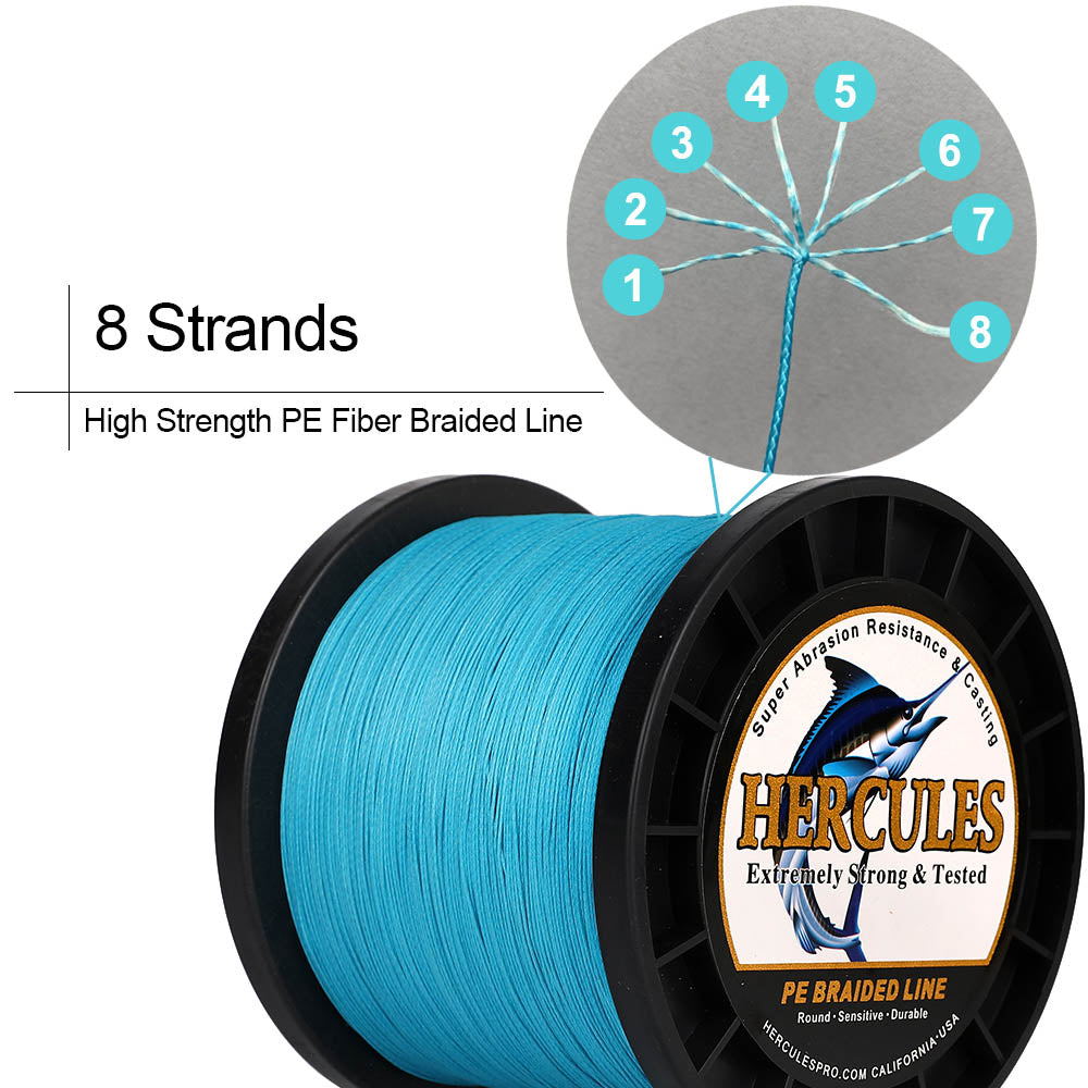 100M 109Yds Black 10lb-300lb HERCULES PE braid Fishing Line 8 Strands HERCULES