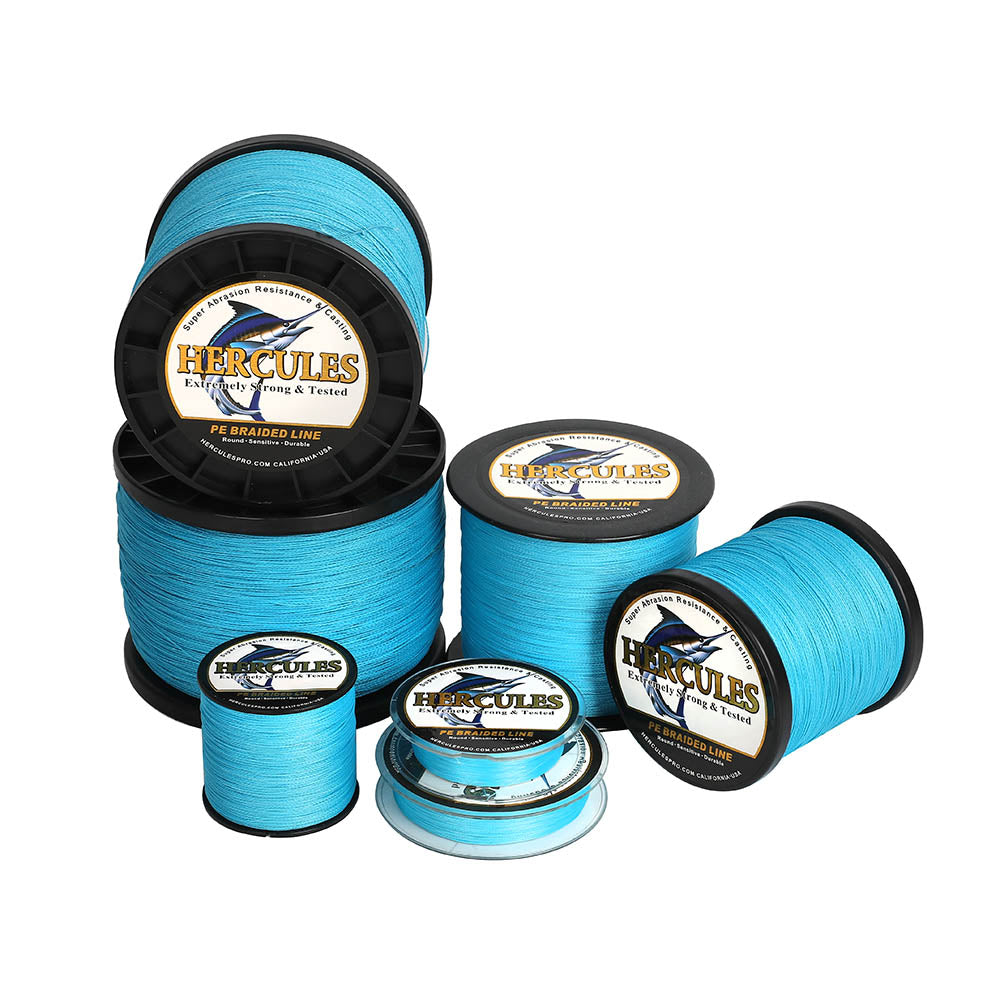 1500M 1640Yds Blue 6lb-100lb HERCULES PE Braid Fishing Line 4 Strands HERCULES