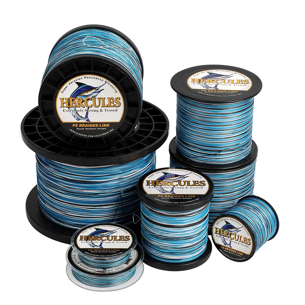 1500M 1640Yds Camo Blue 10lb-200lb HERCULES PE Braided Fishing Line 8 Strands HERCULES