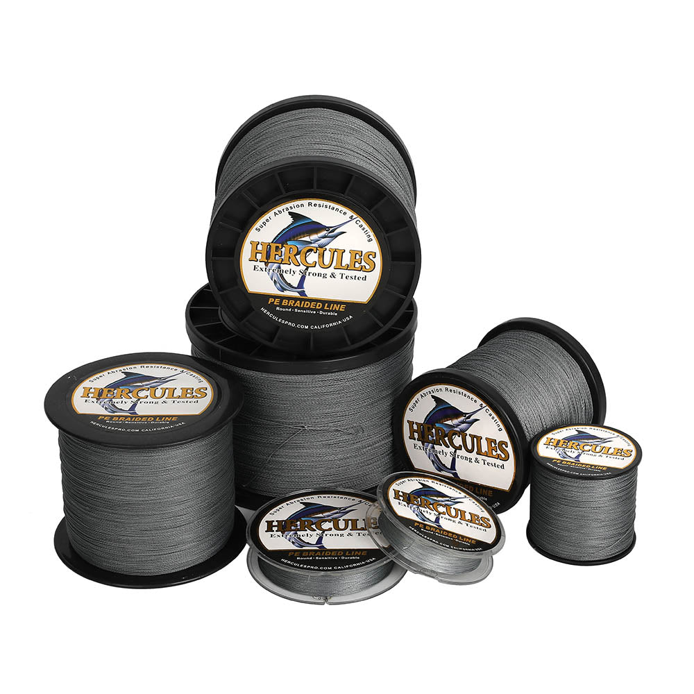 1500M 1640Yds Grey 6lb-100lb HERCULES PE Braid Fishing Line 4 Strands HERCULES