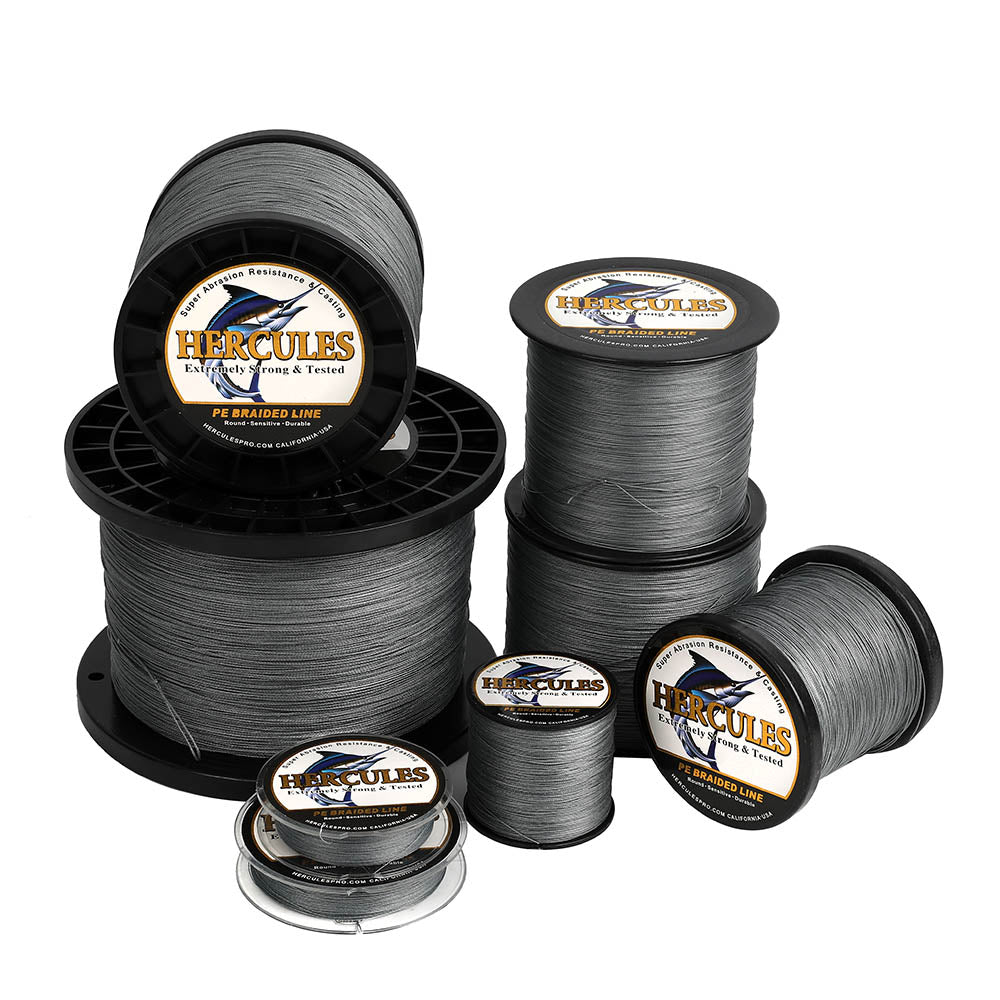1500M 1640Yds Grey 10lb-200lb HERCULES PE Braided Fishing Line 8 Strands HERCULES