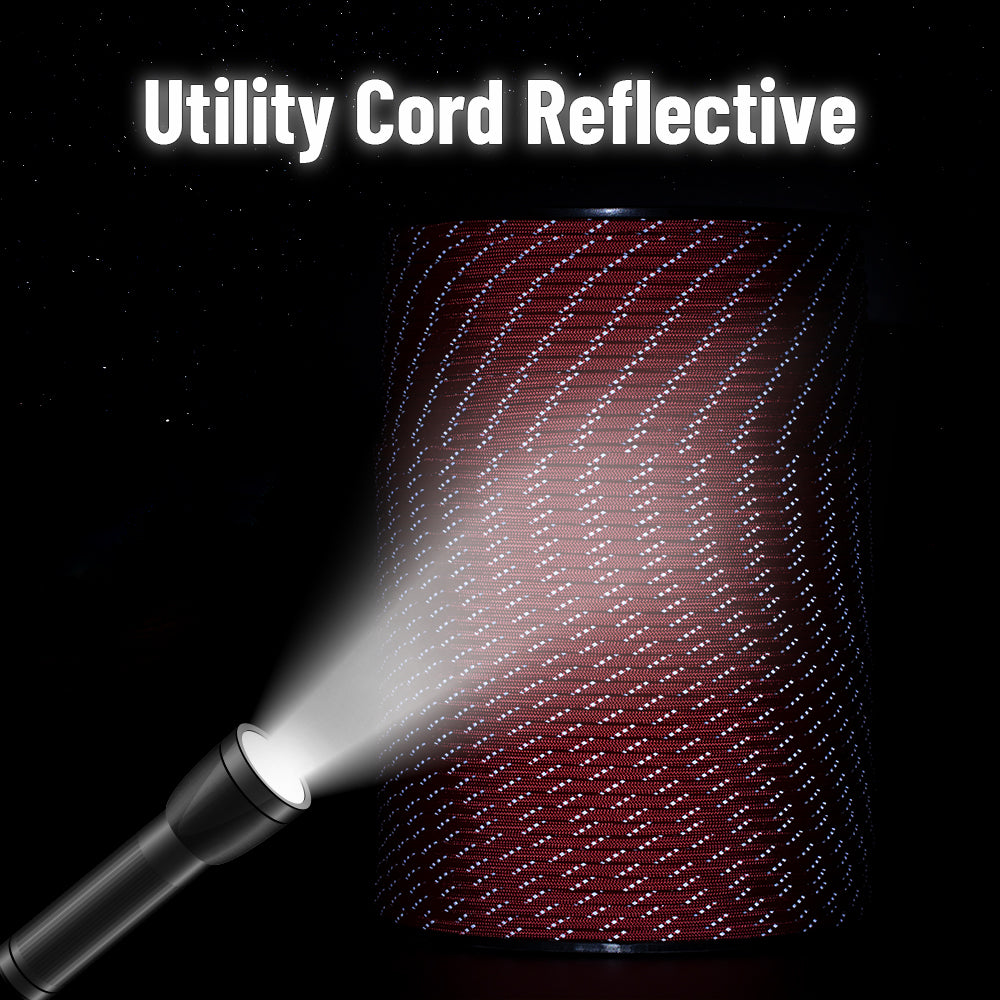 HERCULES Reflective 550 Paracord Imperial Red for Camping Rope Type III Parachute Cord HERCULES