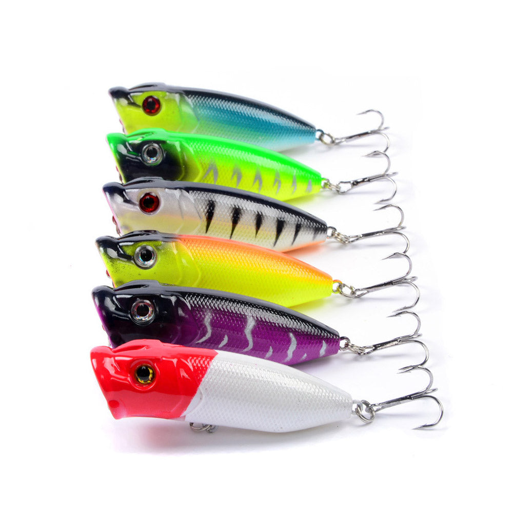 HERCULES Popper Fishing Lure 3D Eyes Wobbler Artificial Hard Bait 6PCS HERCULES SALE