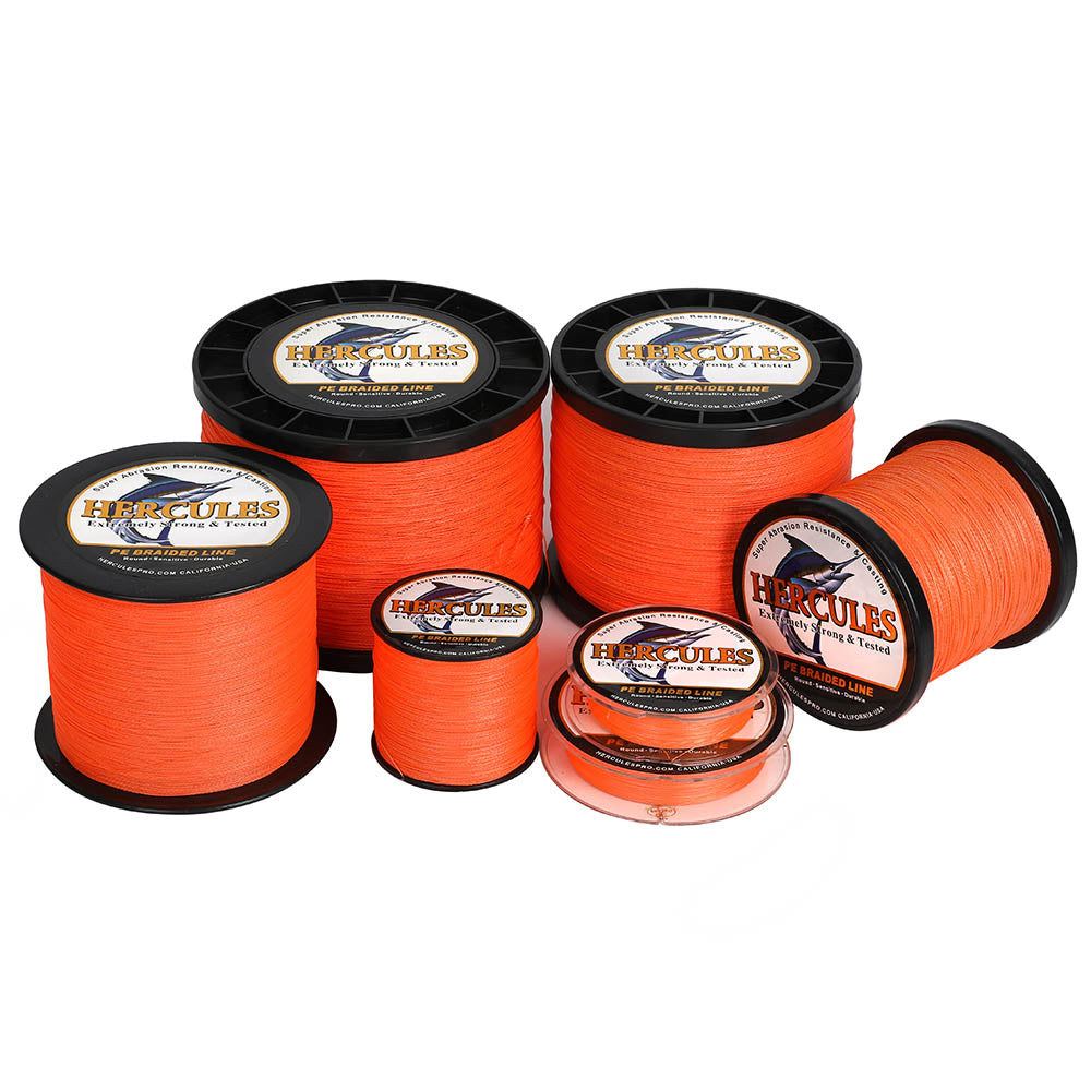 1000M 1094Yds Orange 6lb-100lb HERCULES PE Braid Fishing Line 4 Strands HERCULES