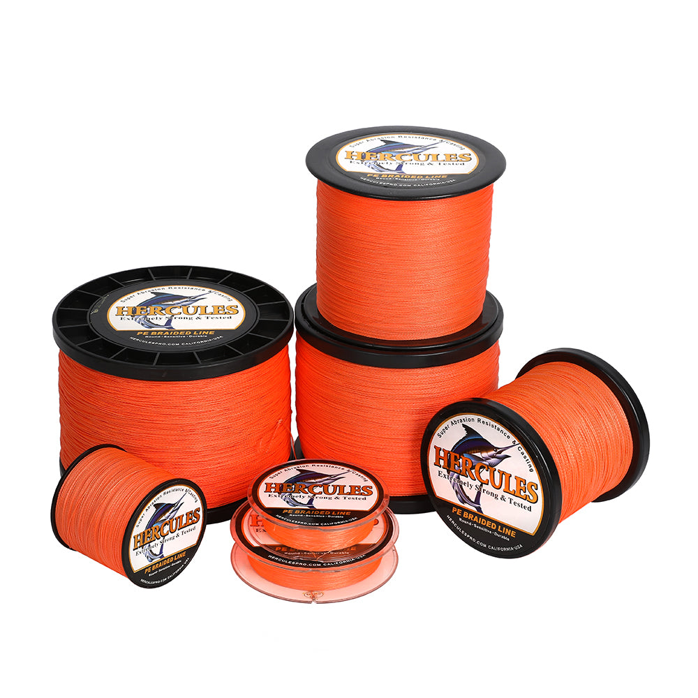 2000M 2187Yds Orange 6lb-100lb HERCULES PE Braid Fishing Line 4 Strands HERCULES