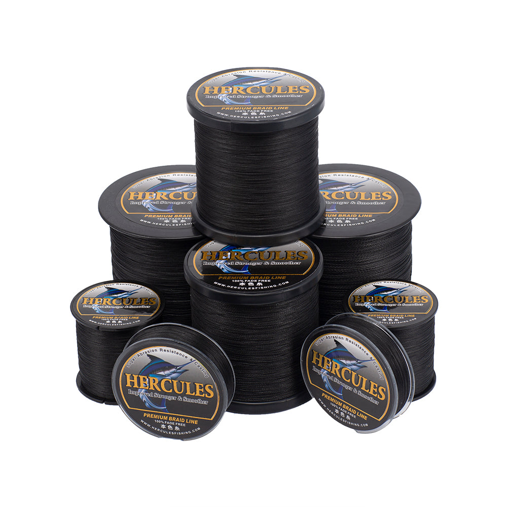 HERCULES No Fade Fishing Line Black 8 Strands 10LB-120LB PE Braided Fishing Line HERCULES