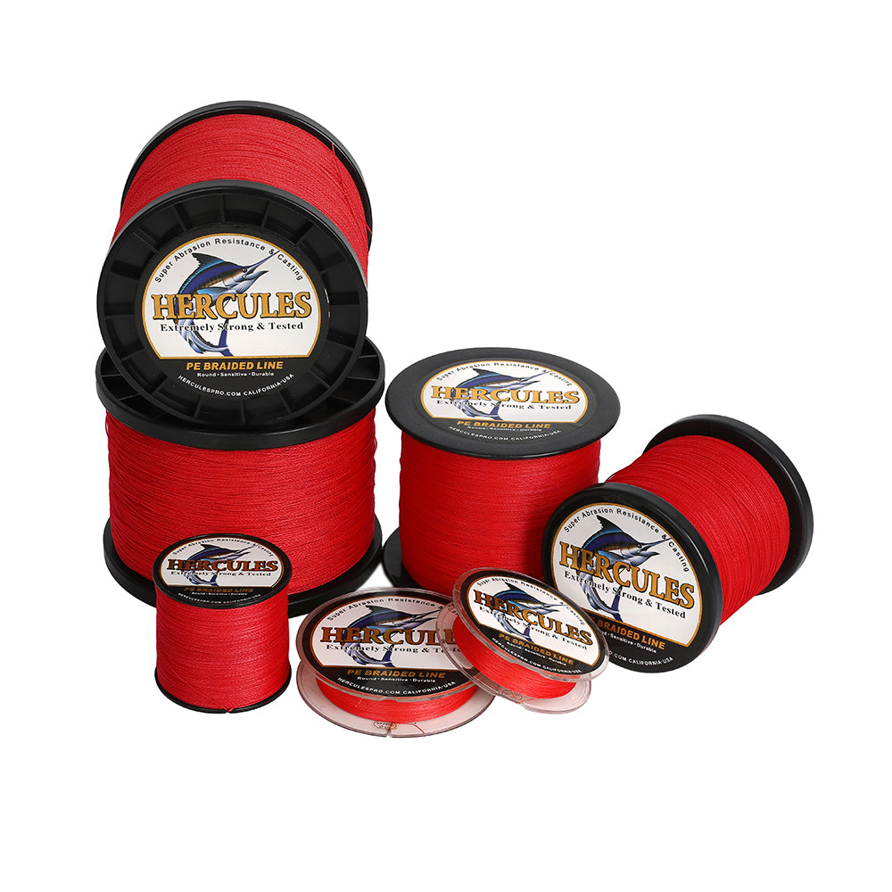1500M 1640Yds Red 6lb-100lb HERCULES PE Braided Fishing Line 4 Strands HERCULES