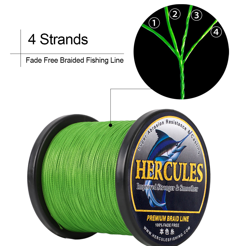 HERCULES No Fade Fishing Line White 4 Strands 6LB-100LB PE Braided Fishing Line HERCULES