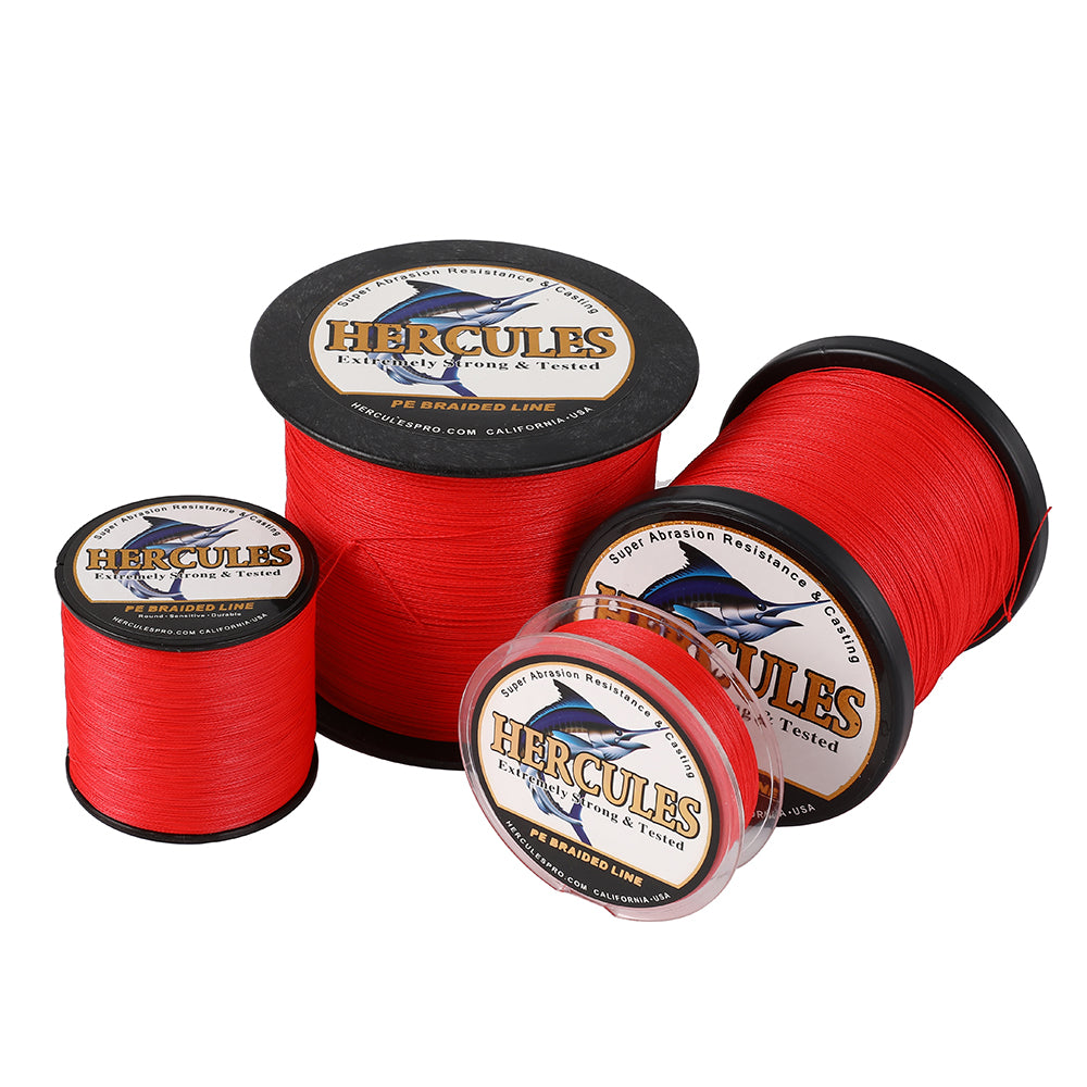 1500M 1640Yds Red 6lb-100lb HERCULES PE Braided Fishing Line 4 Strands HERCULES