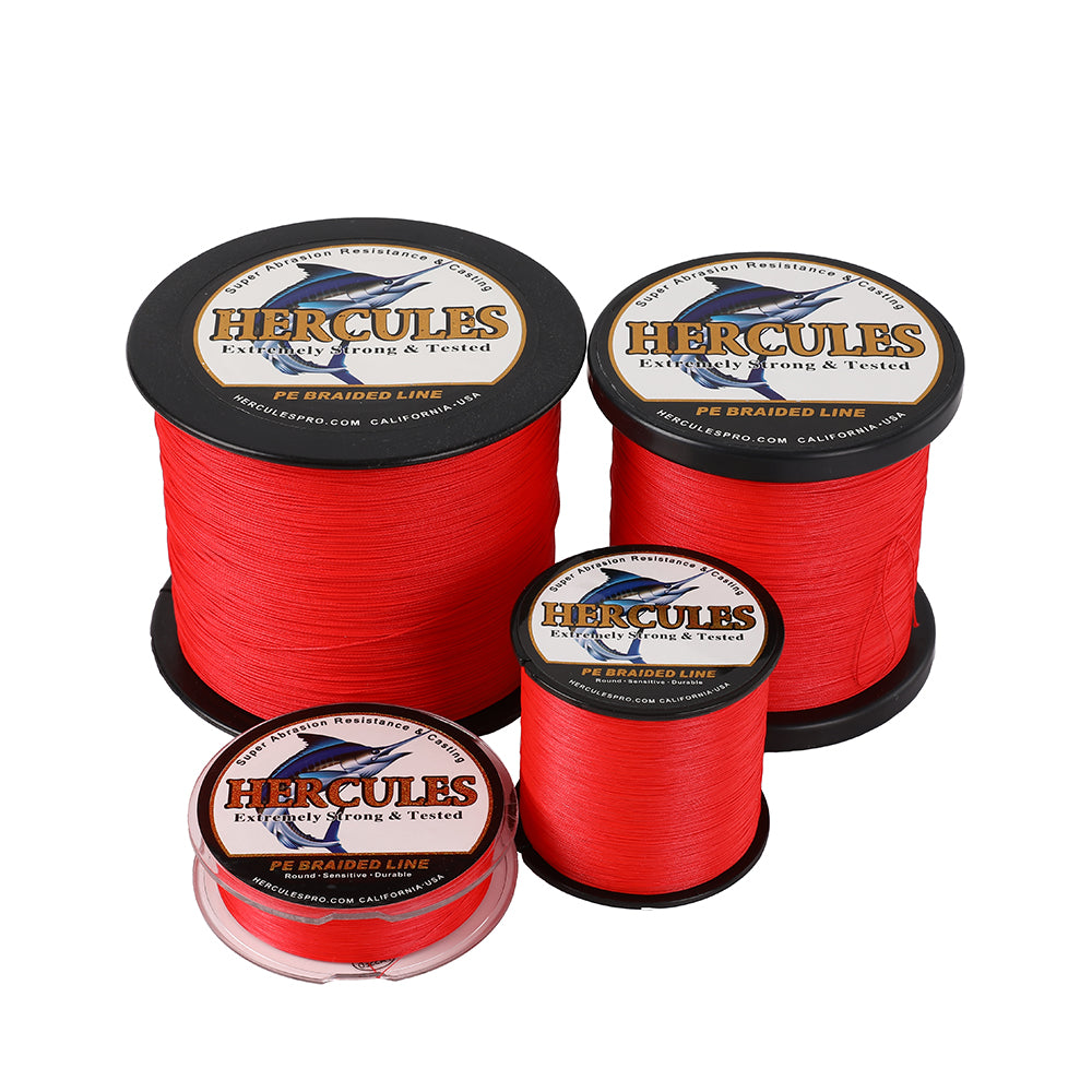 1000M 1094Yds Red 10lb-300lb HERCULES PE Braided Fishing Line 8 Strands HERCULES