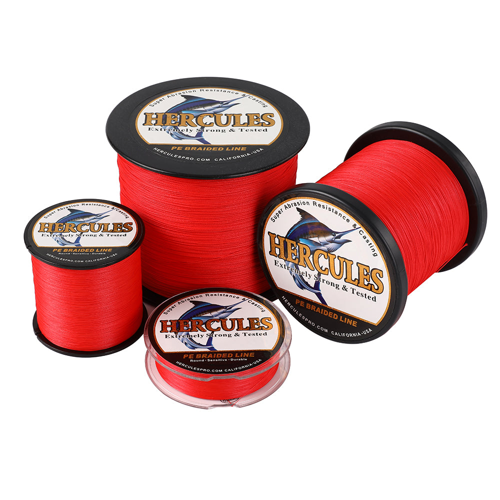 1500M 1640Yds Red 10lb-200lb HERCULES PE braid Fishing Line 8 Strands HERCULES