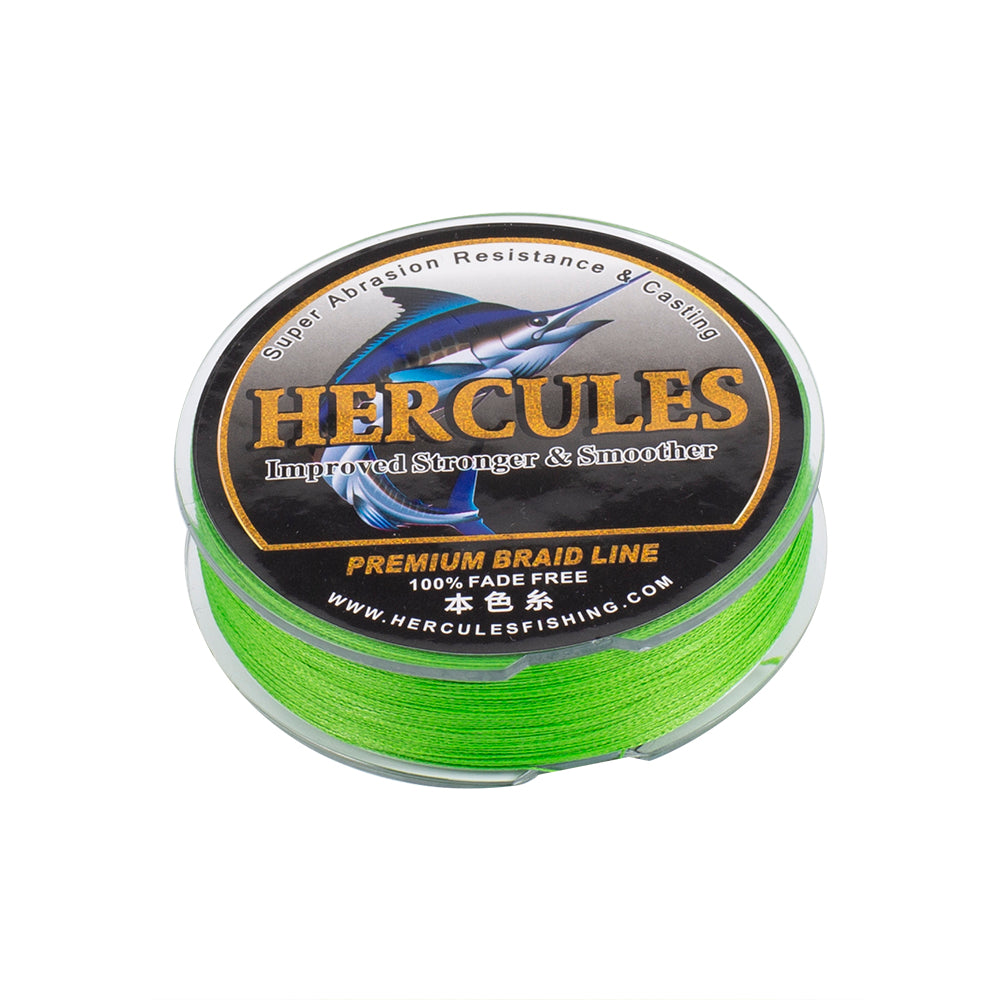 HERCULES No Fade Fishing Line Fluorescent Green 4 Strands 6LB-100LB PE Braided Fishing Line HERCULES